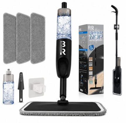3-in-1 Microfiber Spray Mop | Dry/Wet Cleaning for Hardwood, Tile & Laminate|Black