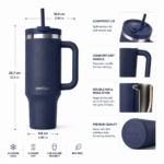 Contigo Streeterville Tumbler 1200 ml with Handle | Stainless Steel Vacuum Insulated Water Bottle with Straw and Lid | Cold for 29 Hours | Travel Mug | Thermal Flask | BPA Free - Image 4