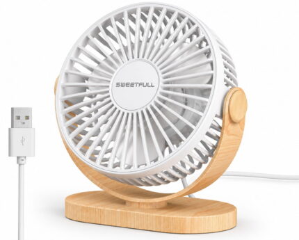 SWEETFULL Mini USB Desk Fan | 3-Speed Quiet Portable Table Fan