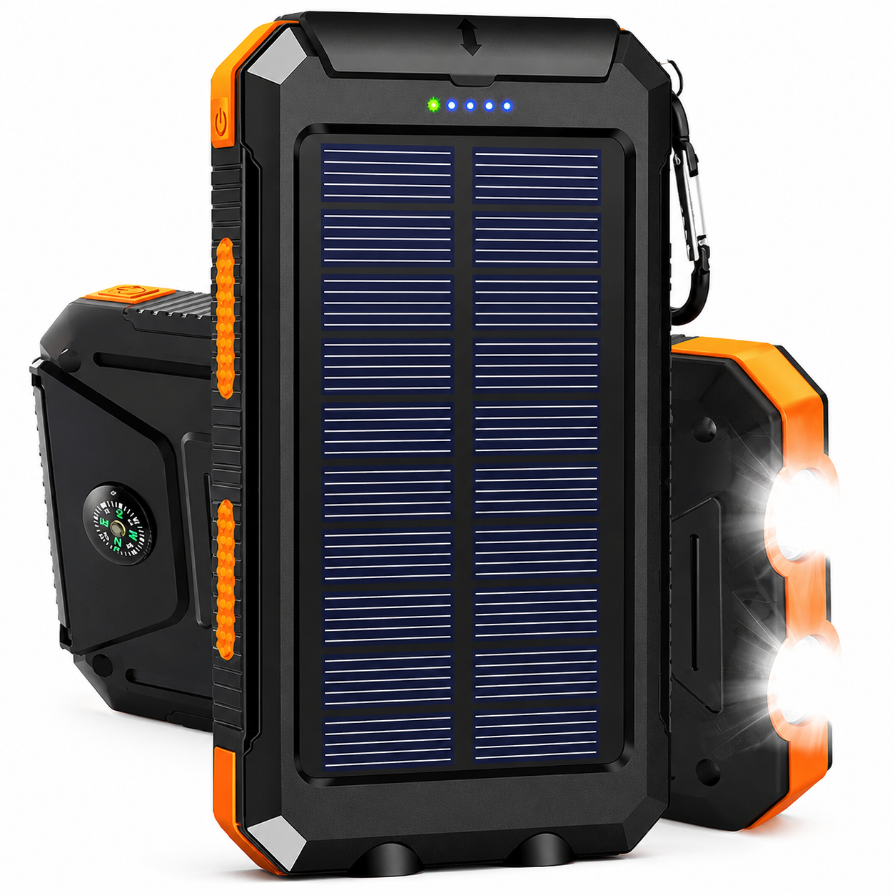 Solar Power Bank with Dual LED Flashlights Solar Power Bank with Dual LED Flashlights - Image 1