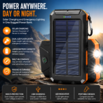 Solar Power Bank with Dual LED Flashlights - Image 2